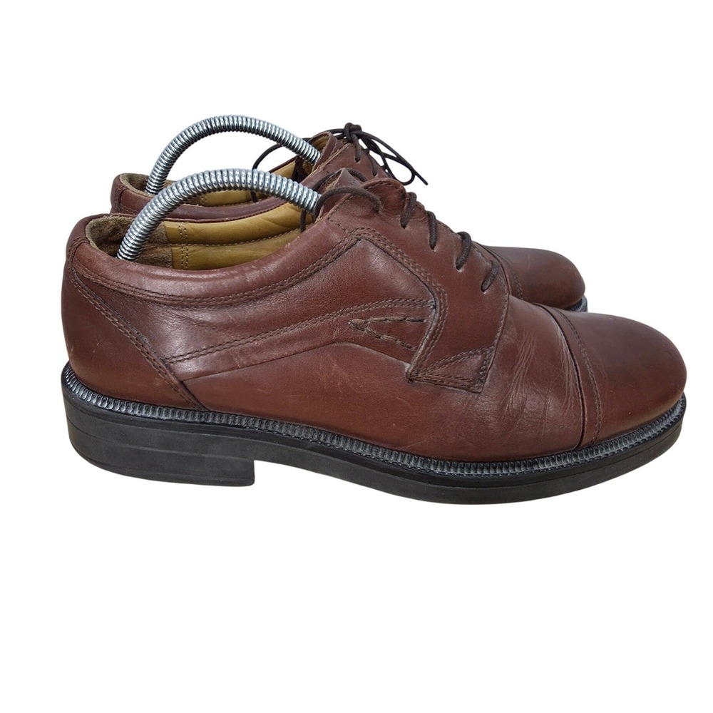 Florsheim Ease Derby Shoes Mens 10.5 D Brown Leather Cap Toe Oxford Dress Italy